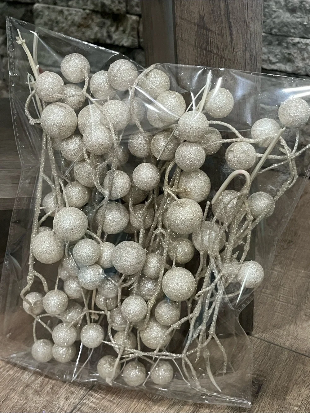 Glitter Ball Holiday Decor - White Glitter Holiday Decor ~EUC~